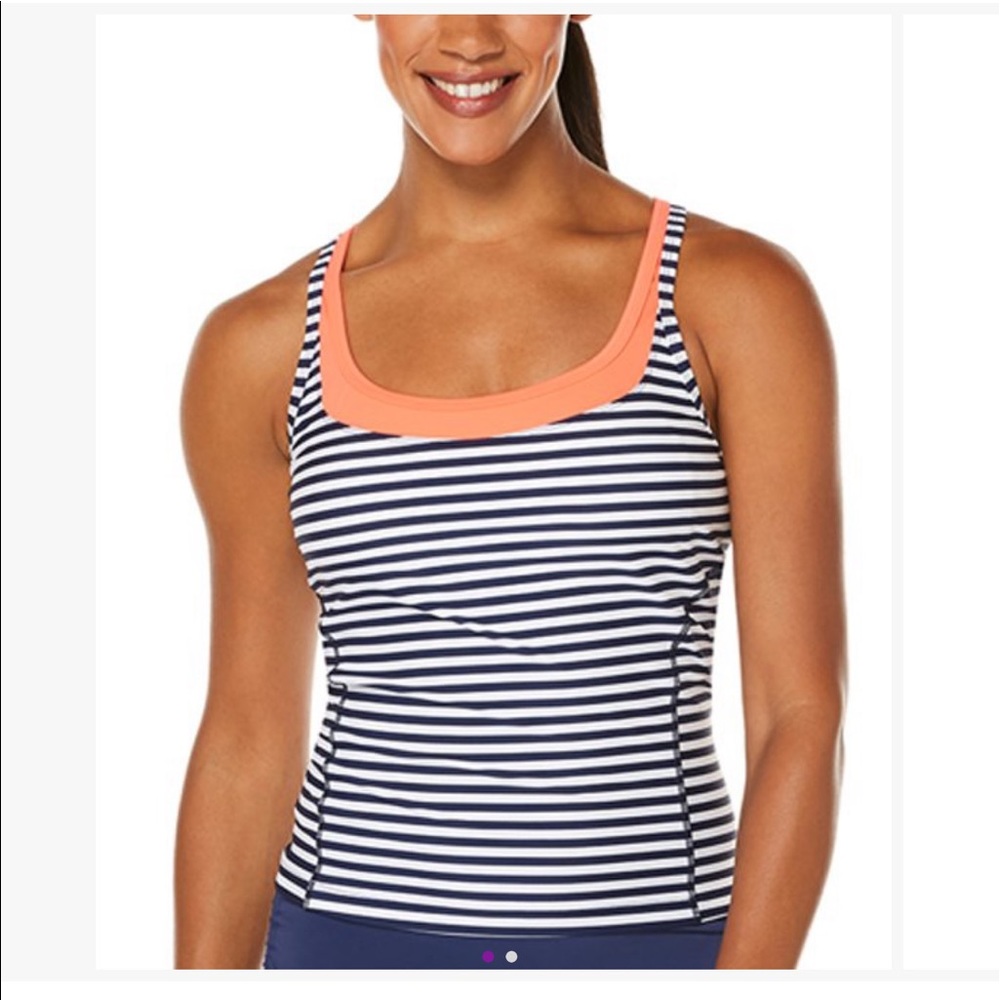 Jag Sport Navy/ White Stripped Crisscross Body Tankini